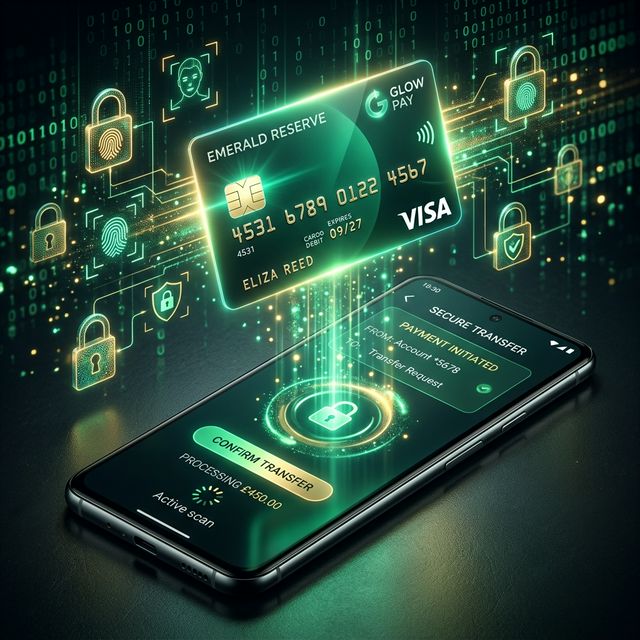 Sleek digital processing using an emerald bank card