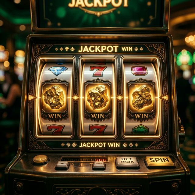 Yukon Gold digital slot machine reels displaying gold nuggets