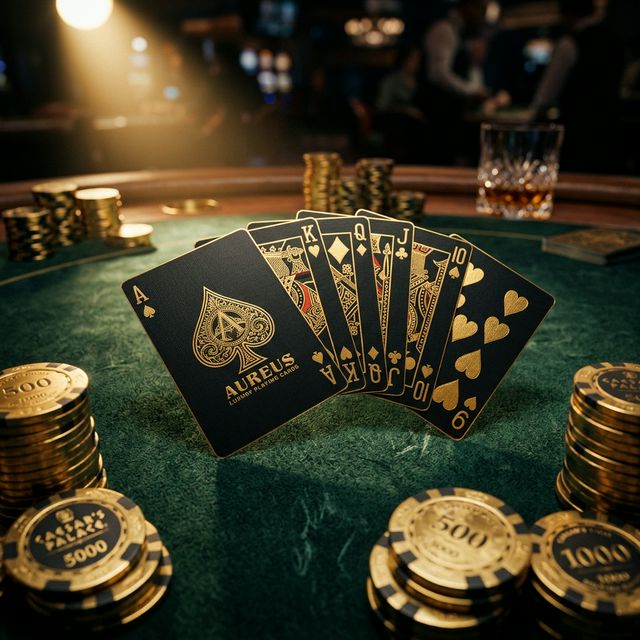 Elegant casino table felt with premium cards